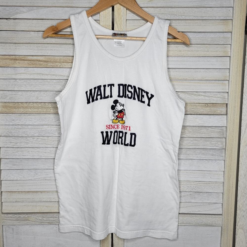 💛3/$15 Vintage Disney World Mickey Mouse Shirt Mens Women’s Small Tank Top White